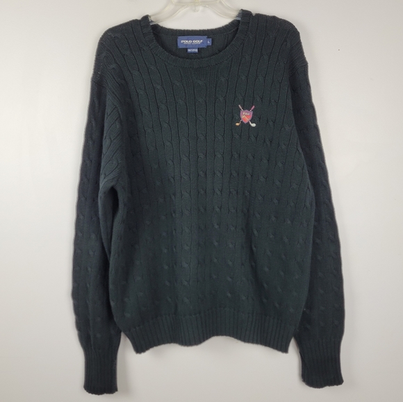 Polo Golf Ralph Lauren Men's Black Cable Knit Sweater L - Picture 1 of 8